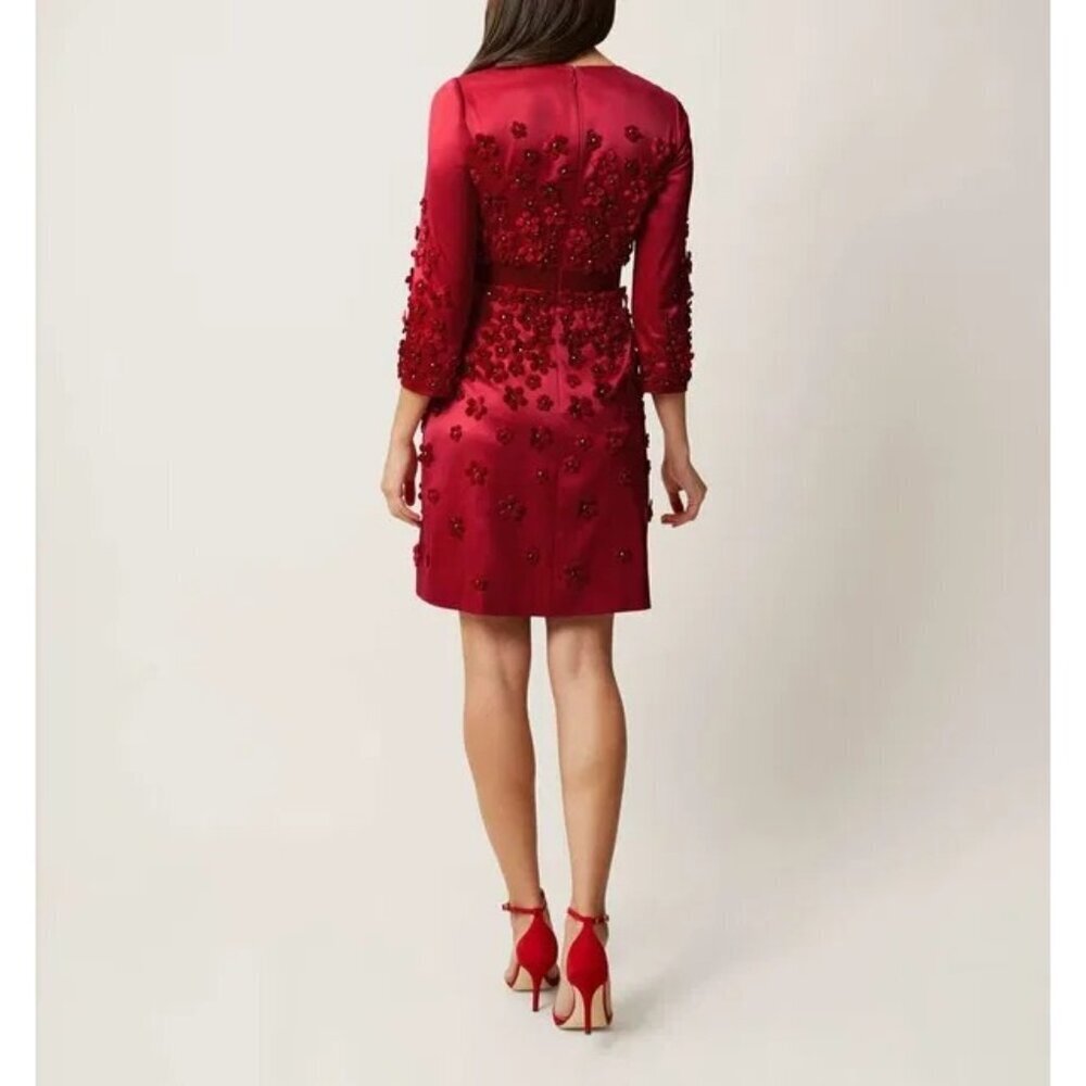 Hobbs London Lavinia Dress Hand Sewn Floral Red 10 - Picture 3 of 13